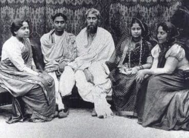 Rabindranath Tagore at The Wedding of His Son Rathindranath Tagore second from left Daughter in law Pratima second from right and two Daughters in 1909 768x561 1