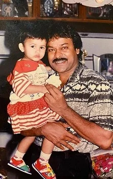 A Childhood Picture of Niharika Konidela With Her Uncle