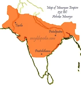 Map of Mauryan Empire 232 BC