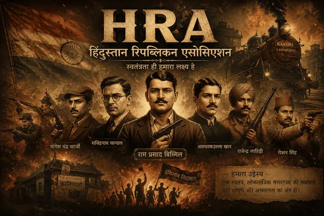 हिंदुस्तान रिपब्लिकन एसोसिएशन (HRA) का प्रतीकात्मक पोस्टर, स्थापना 1924